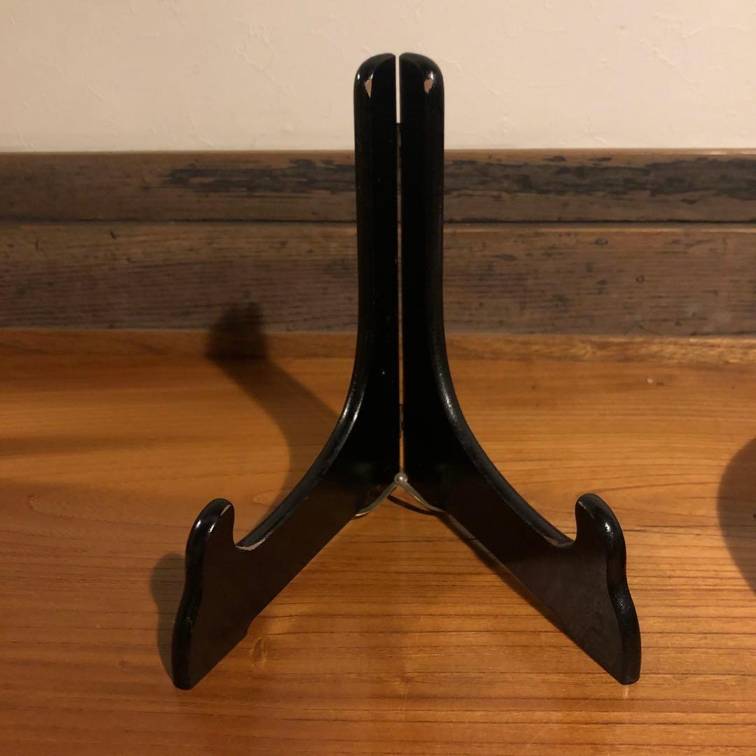 古い九谷焼の色絵大皿約37cm皿立て付き