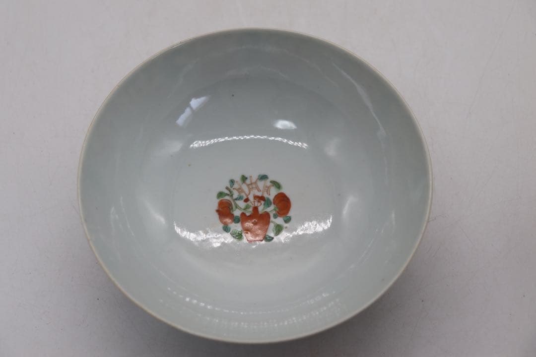 中国　清時代　粉彩碗　福琴紋　大明成化年製　送料込み250529