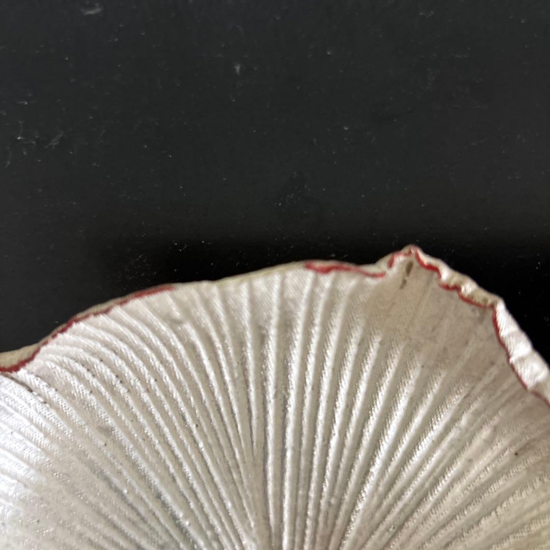 林みちよ　紅縁銀彩皿（No.3）　菓子皿　オブジェ　アート　茶道