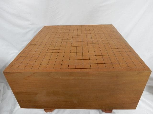 囲碁セット（囲碁盤＋栗碁笥＋硬化ガラス碁石）　未使用保管品