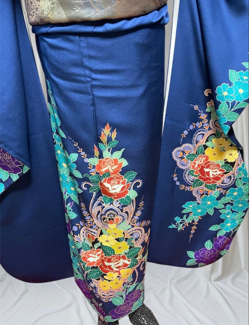 振袖 フルセット 長襦袢セット 成人式 ブルー 洋柄