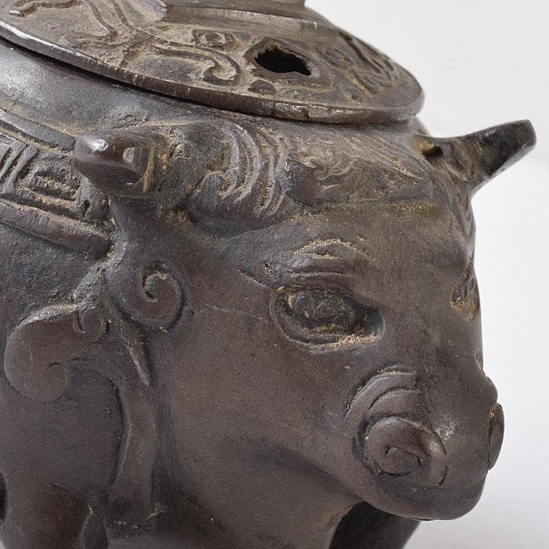 中国　古銅　唐銅　神獣五重塔　香炉　M　R8731