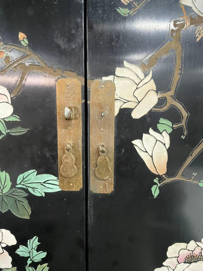 中国家具 キャビネット 中国古玩 アンティーク家具 花鳥図