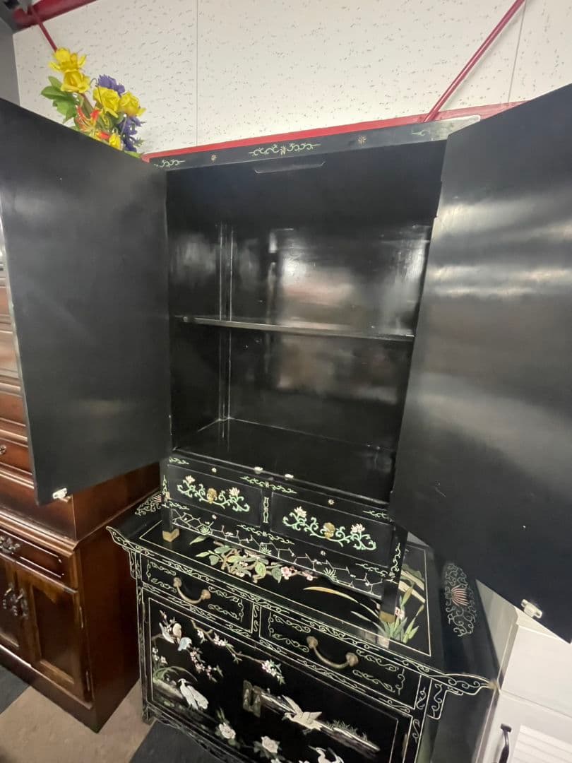 中国家具 キャビネット 中国古玩 アンティーク家具 花鳥図