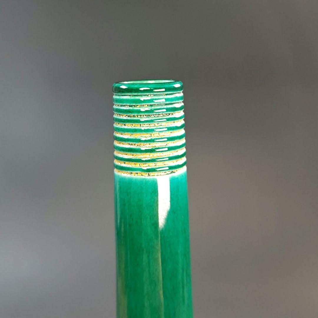 ウ219 花瓶『永楽善五郎造』『淡々斎極箱　青交趾鶴寿花入』茶道具　花器