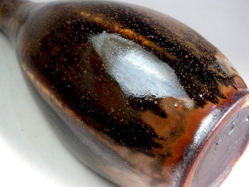 ☆ 利茶土ミルグリム 作 瀬戸釉六角花入 共箱 B2