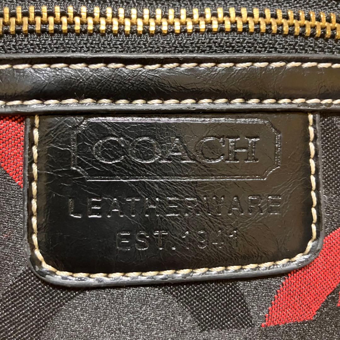 美品✨USA製 OLD COACH ショルダーバッグ 10126 黒 赤 レザー