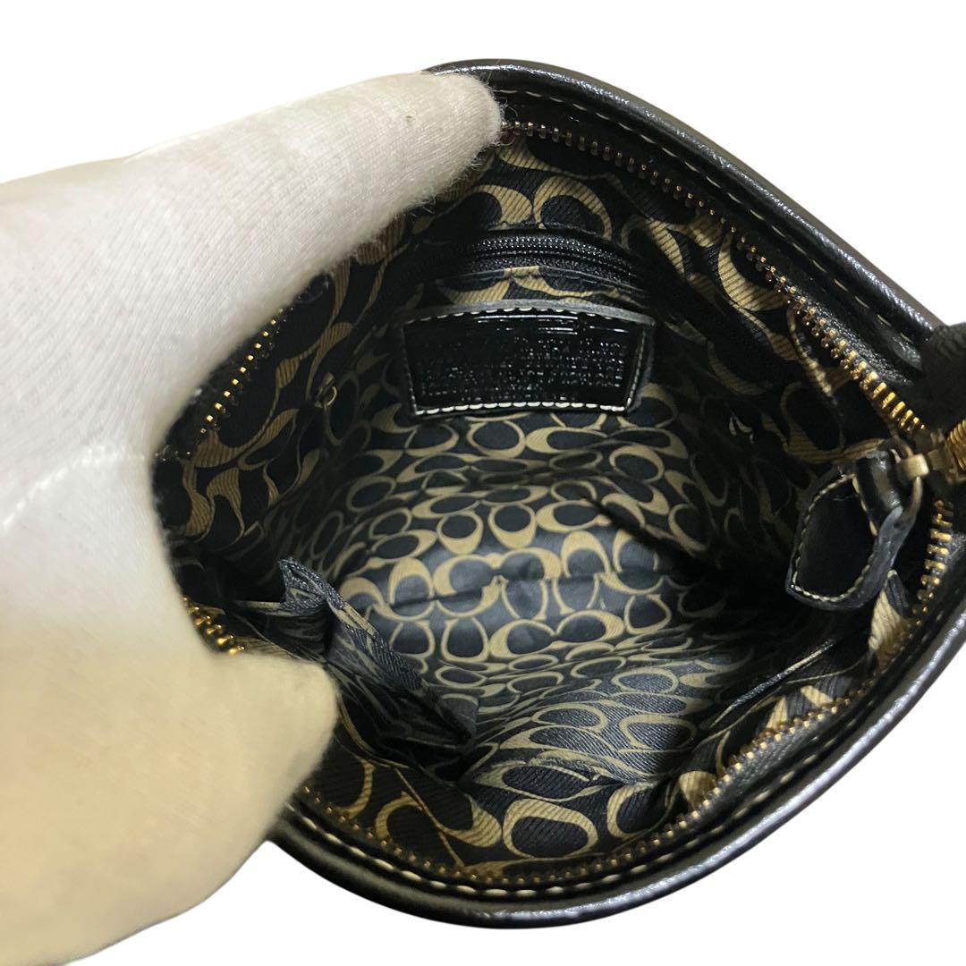 美品✨USA製 OLD COACH ショルダーバッグ 10126 黒 赤 レザー