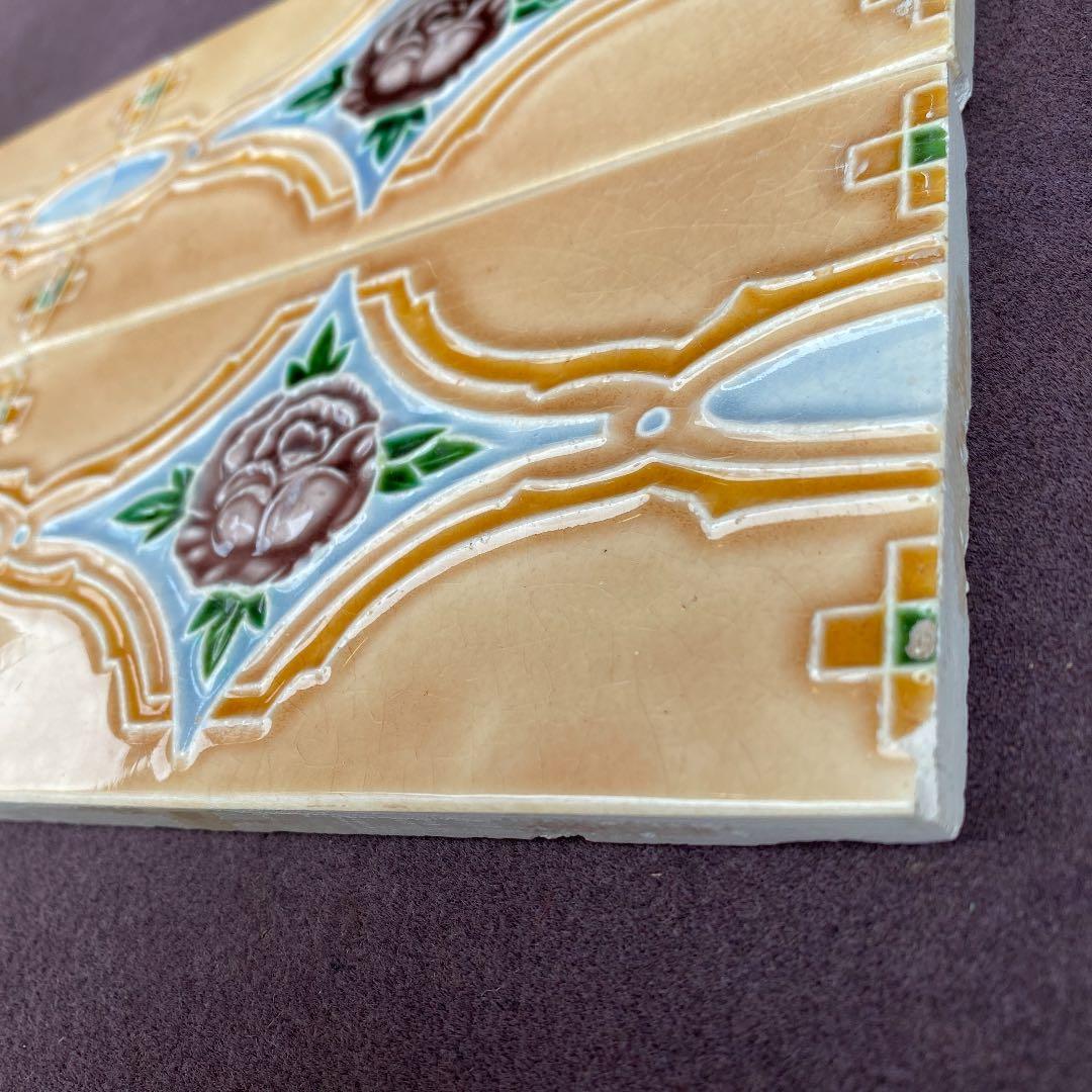 ハンドメイド日本製アンティークマジョリカタイル⑨Ａ４枚セット　プラナカンタイル