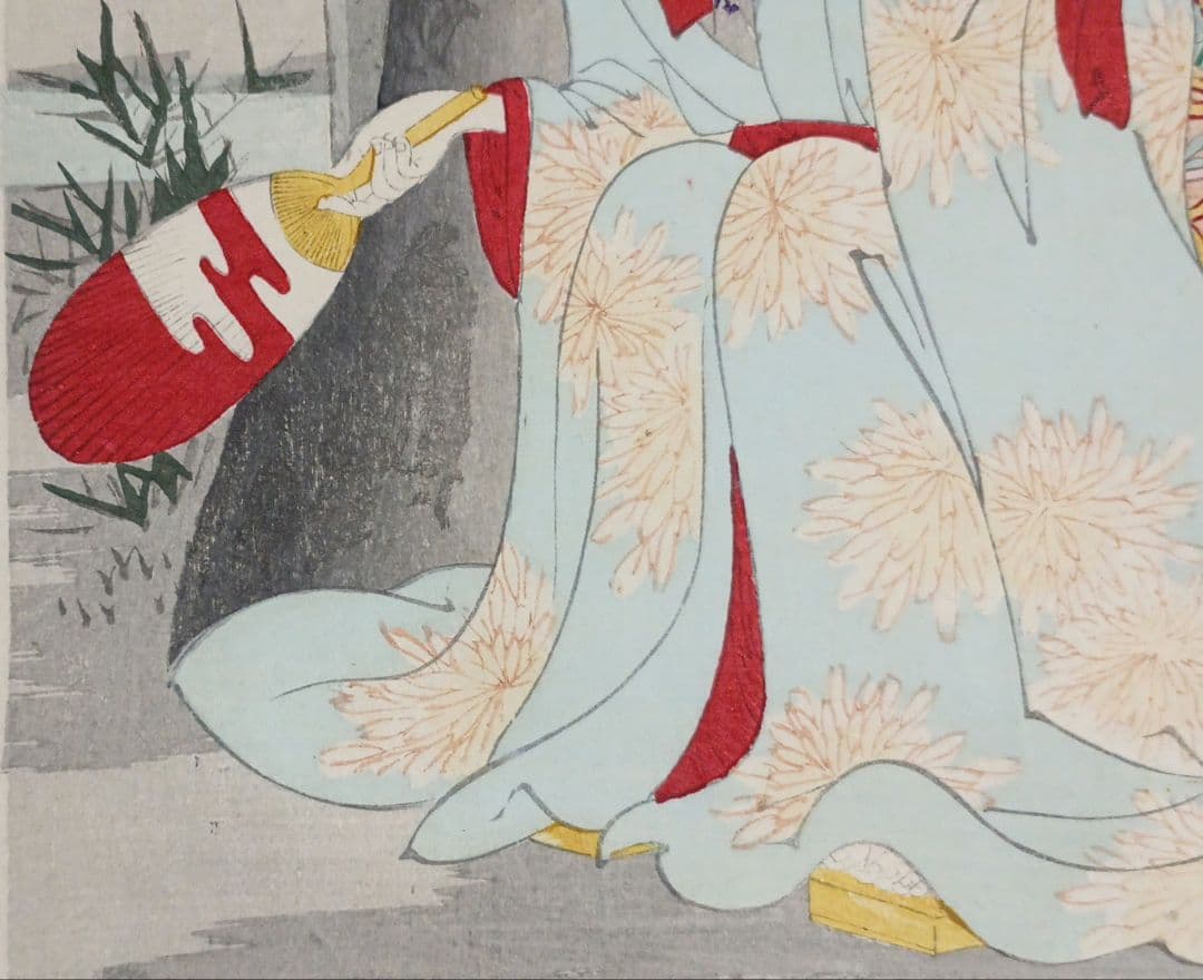 浮世絵、月下乃納涼三枚綴りの内の1枚売りです。橋本周延画、明治期出版