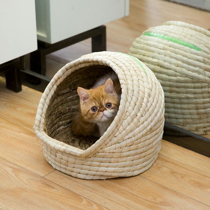 猫の巣猫の草編み巣4