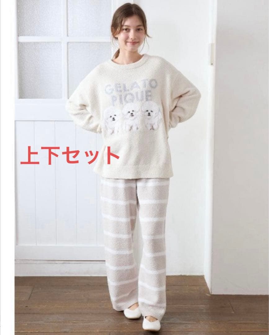 ビションフリーゼ　犬　ドッグ　プルオーバー　パンツ　ボーダー　上下セット