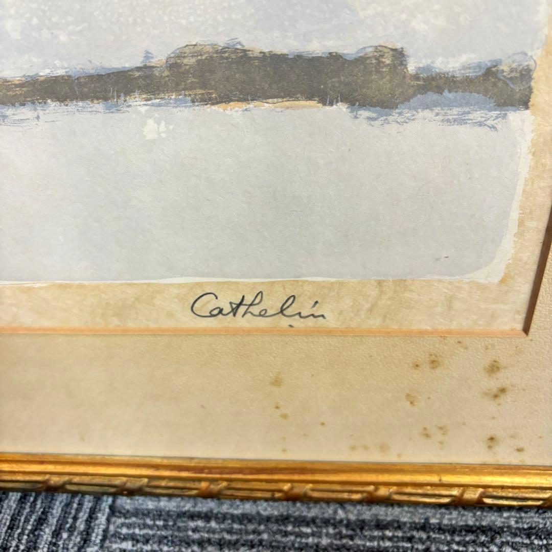 ベルナール カトラン リトグラフ １９７２年 赤と青のアネモネ 版画