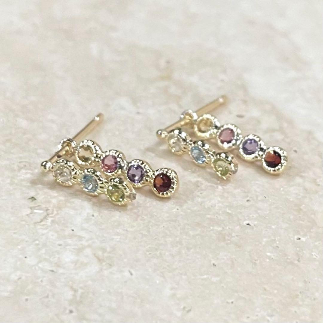 K18 アミュレット　天然石　レインボーカラー　ピアス　専用ページ
