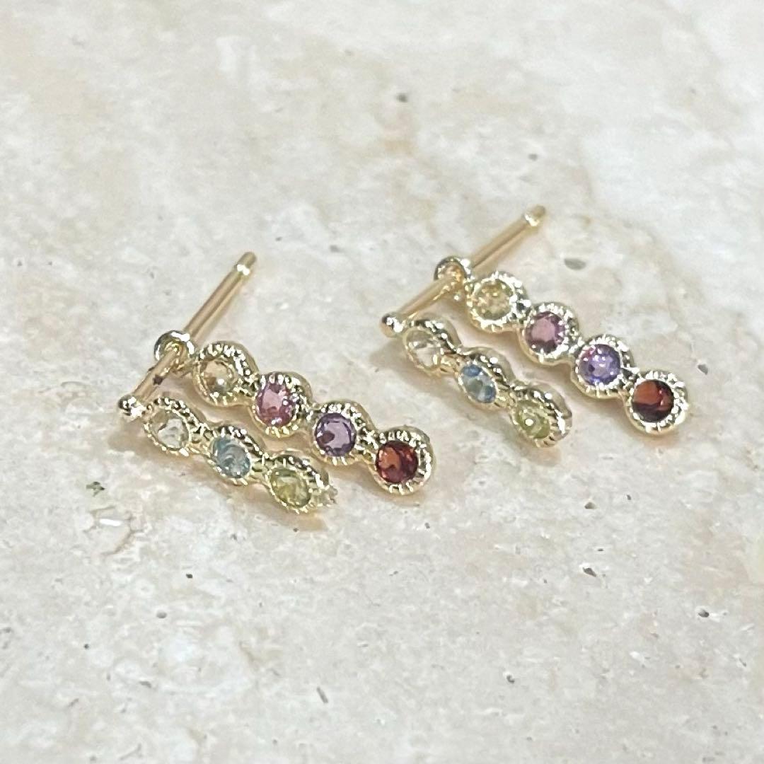 K18 アミュレット　天然石　レインボーカラー　ピアス　専用ページ