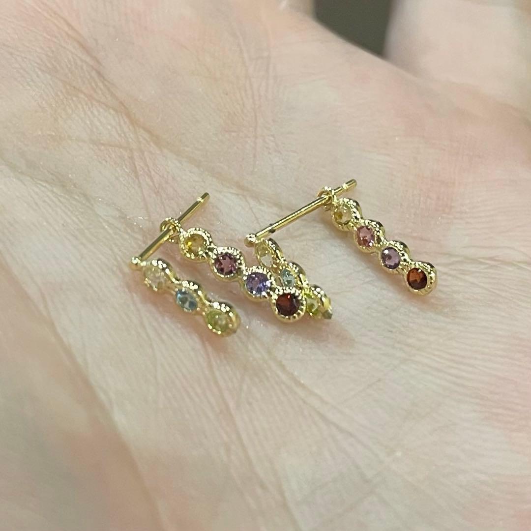 K18 アミュレット　天然石　レインボーカラー　ピアス　専用ページ