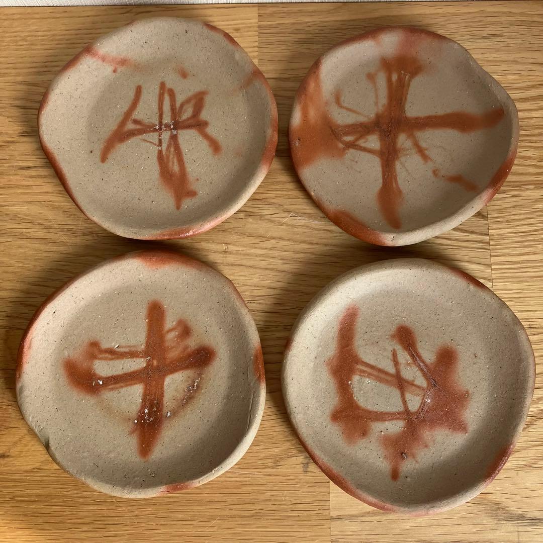 備前焼　カップ&ソーサー　4組　火襷