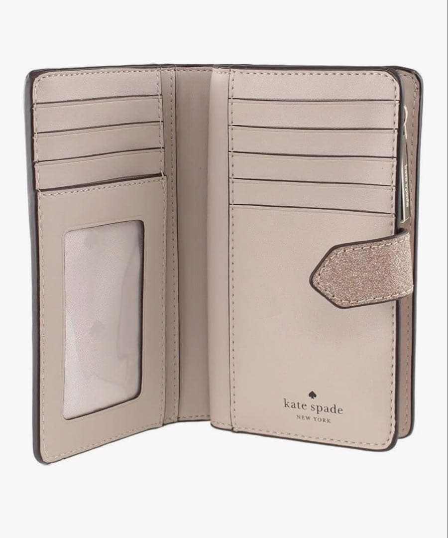 kate spade グリッター　ローズゴールド 二つ折り財布