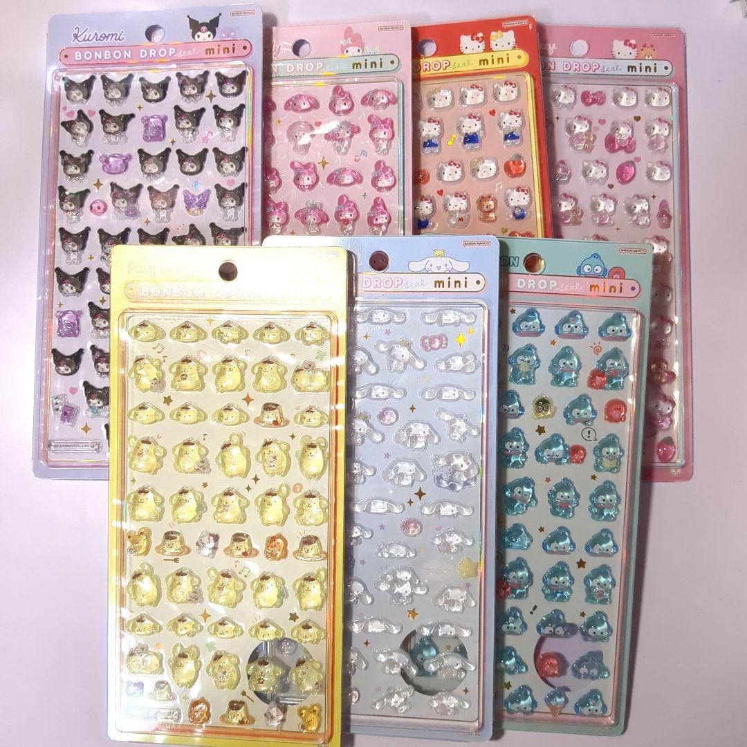 新品　ボンボンドロップシールミニ　正規品　7枚セット　サンリオ　キティ　マイメロ