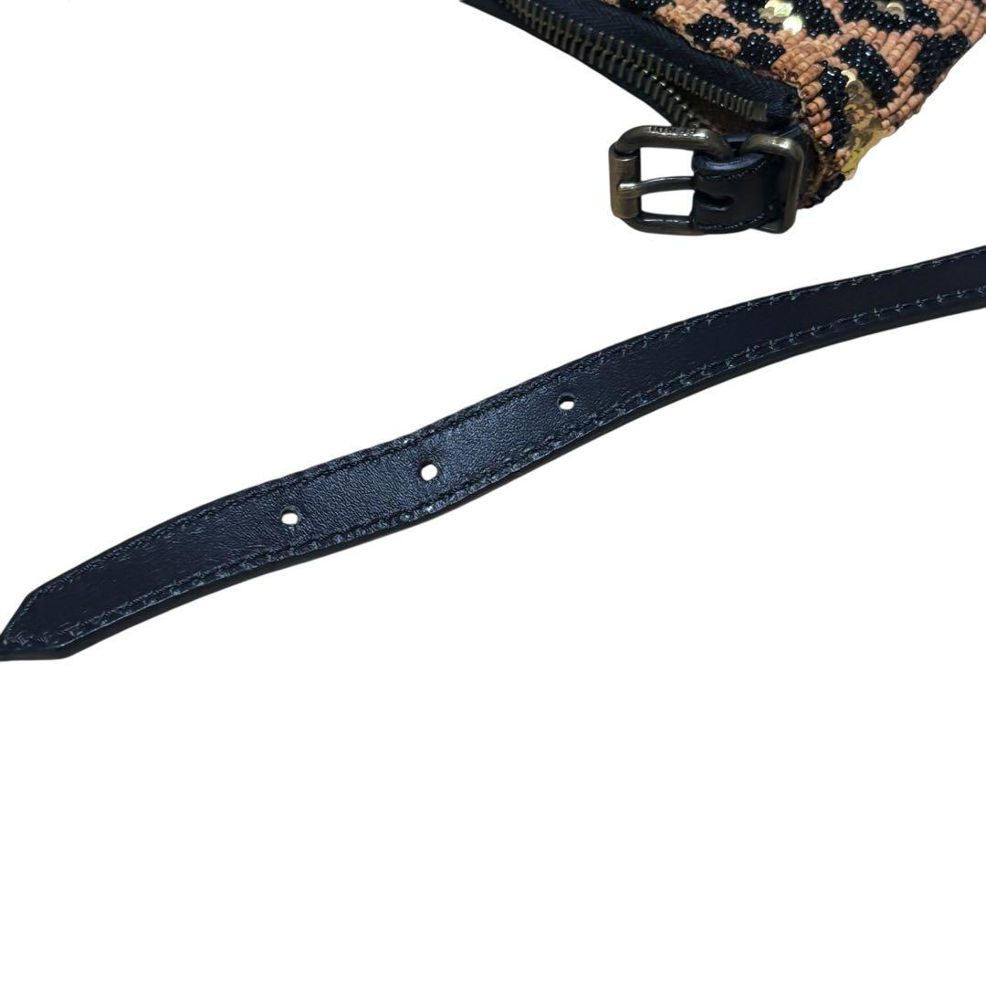 FENDI フェンディ パンサー ヒョウ柄 ハンドバッグ レザー ビーズ