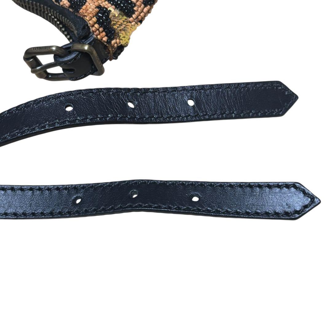 FENDI フェンディ パンサー ヒョウ柄 ハンドバッグ レザー ビーズ