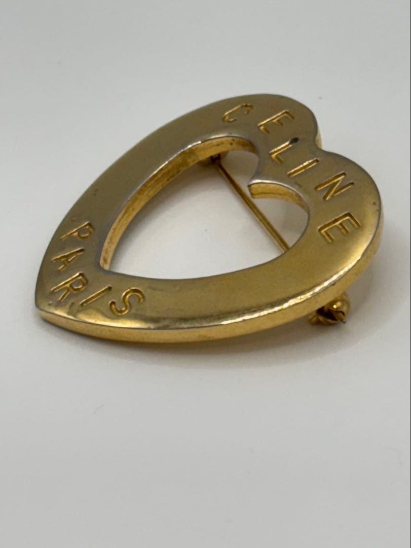 CELINE セリーヌ ヴィンテージハート ブローチ ゴールド