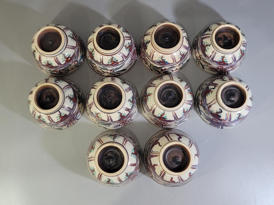 DT302 茶道具 紅安南 数茶碗 10件 香雲造 共箱