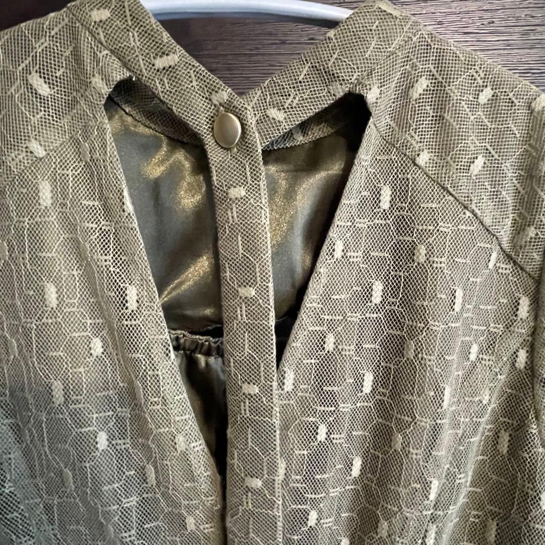 アンドレスド ANDRESD バックオープンジオメトリックドレス オリーブ S