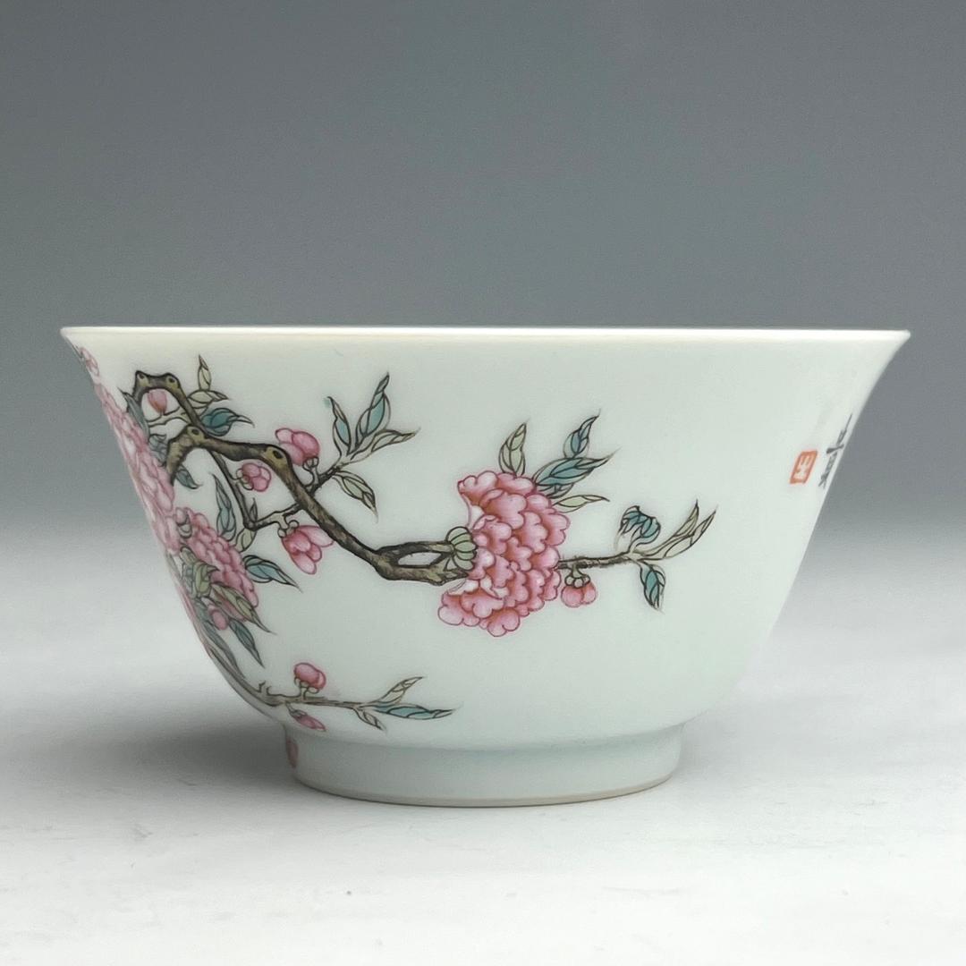 粉彩花樹紋杯 雍正御製 款 清時代 擺件 中国古玩 中国美術  A826