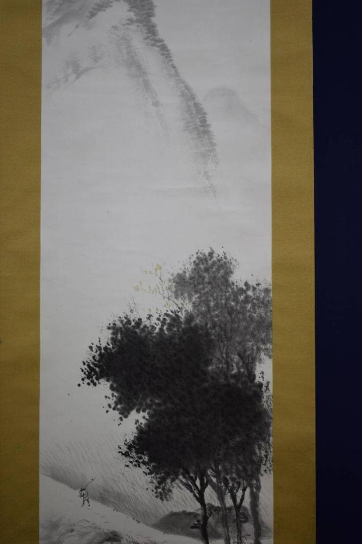 真作/六華/山水人物図/布袋屋掛軸HD-913