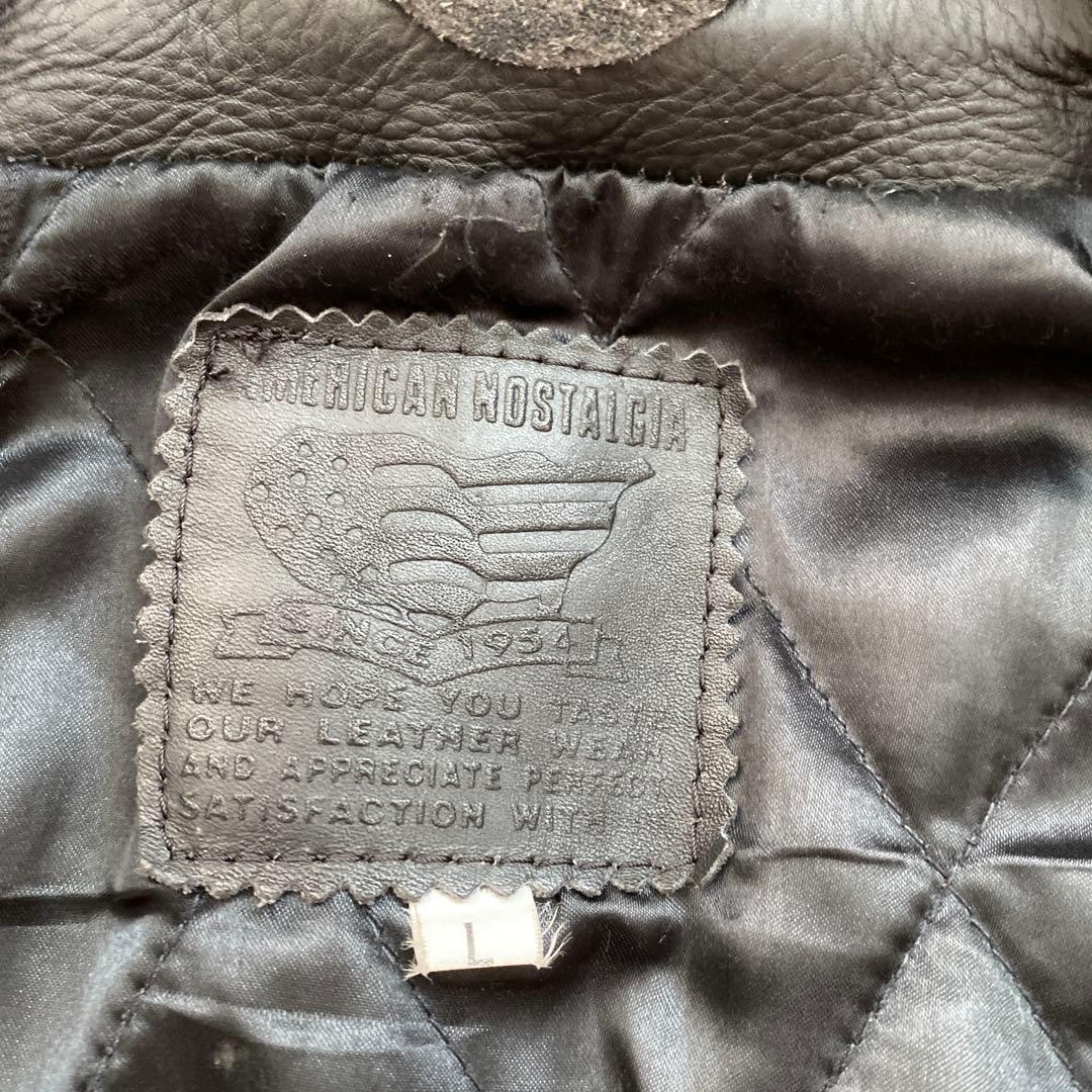 ブラックレザーシングルライダースジャケット　L