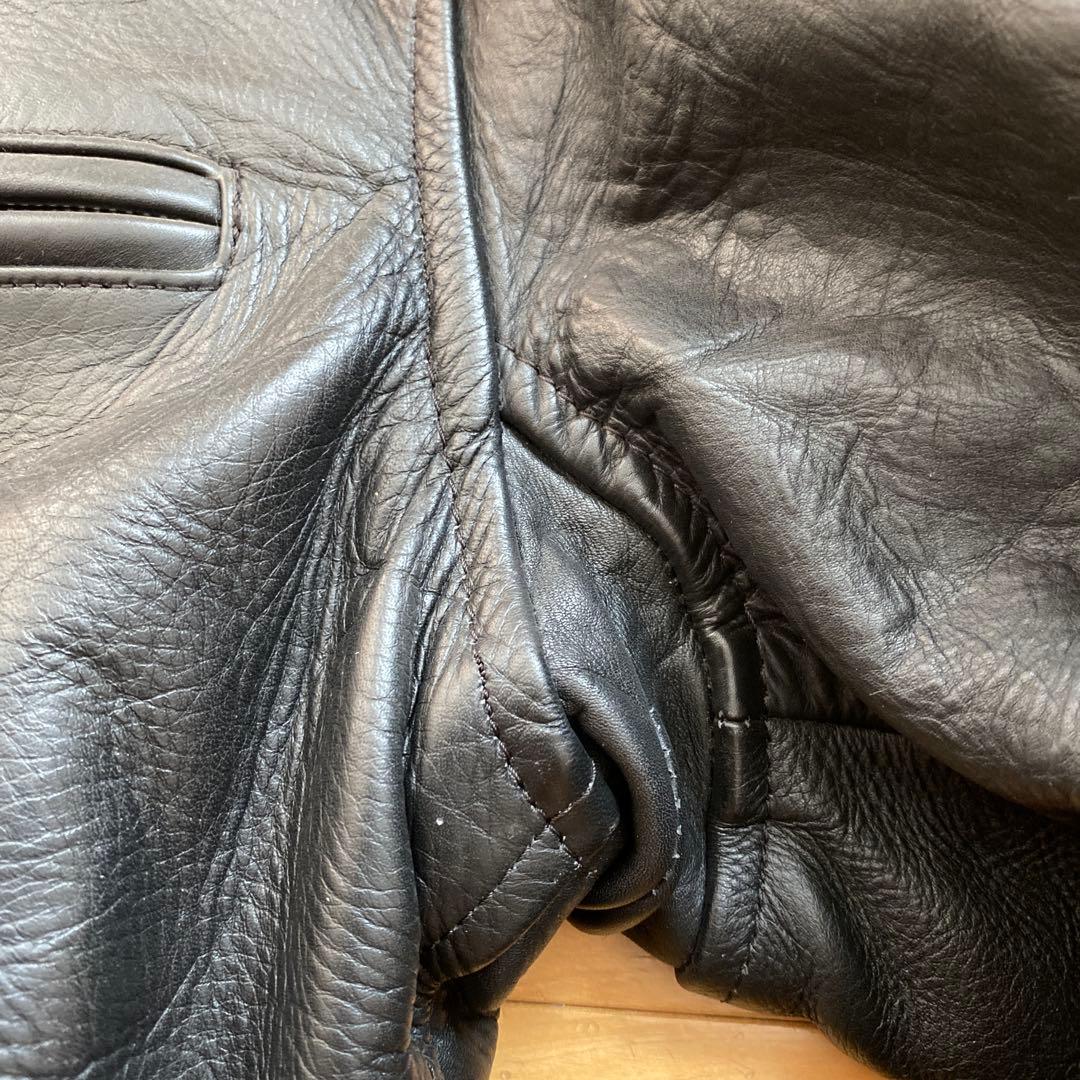 ブラックレザーシングルライダースジャケット　L