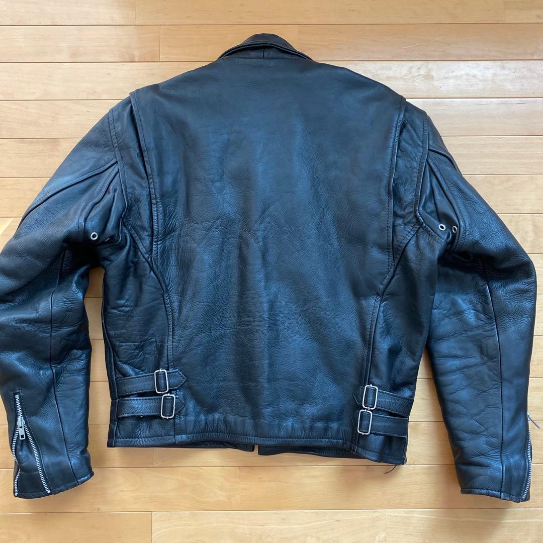 ブラックレザーシングルライダースジャケット　L