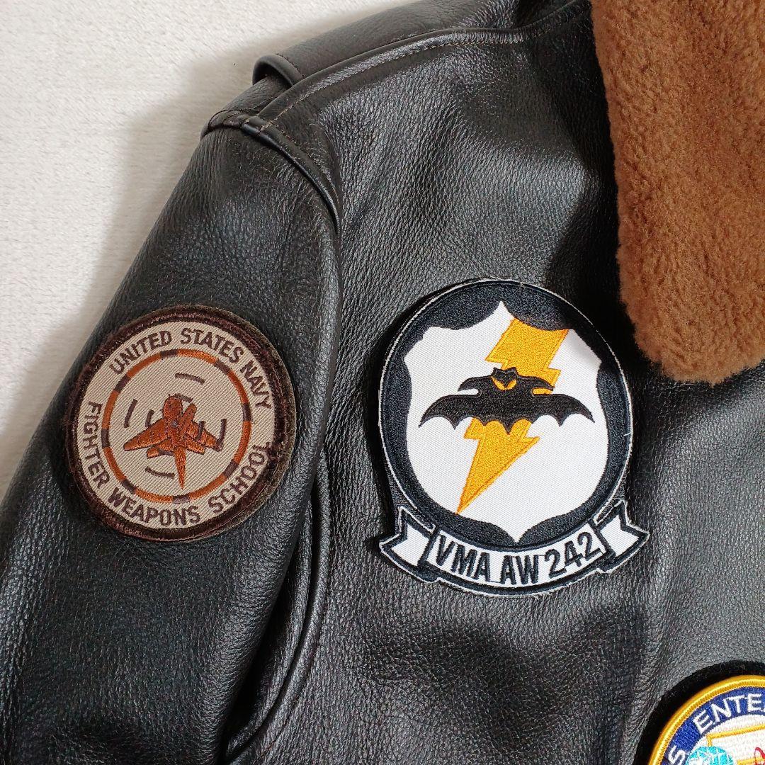 美品 MORGAN G-1NAVYエンボスジャケット 焦茶　L