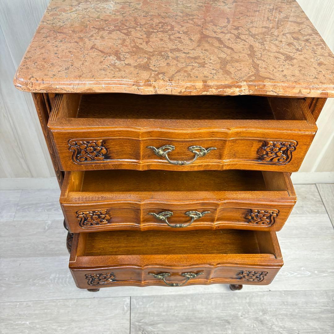 【イタリア製】クラウディオ 猫脚 3段チェスト 大理石 天板 アンティーク