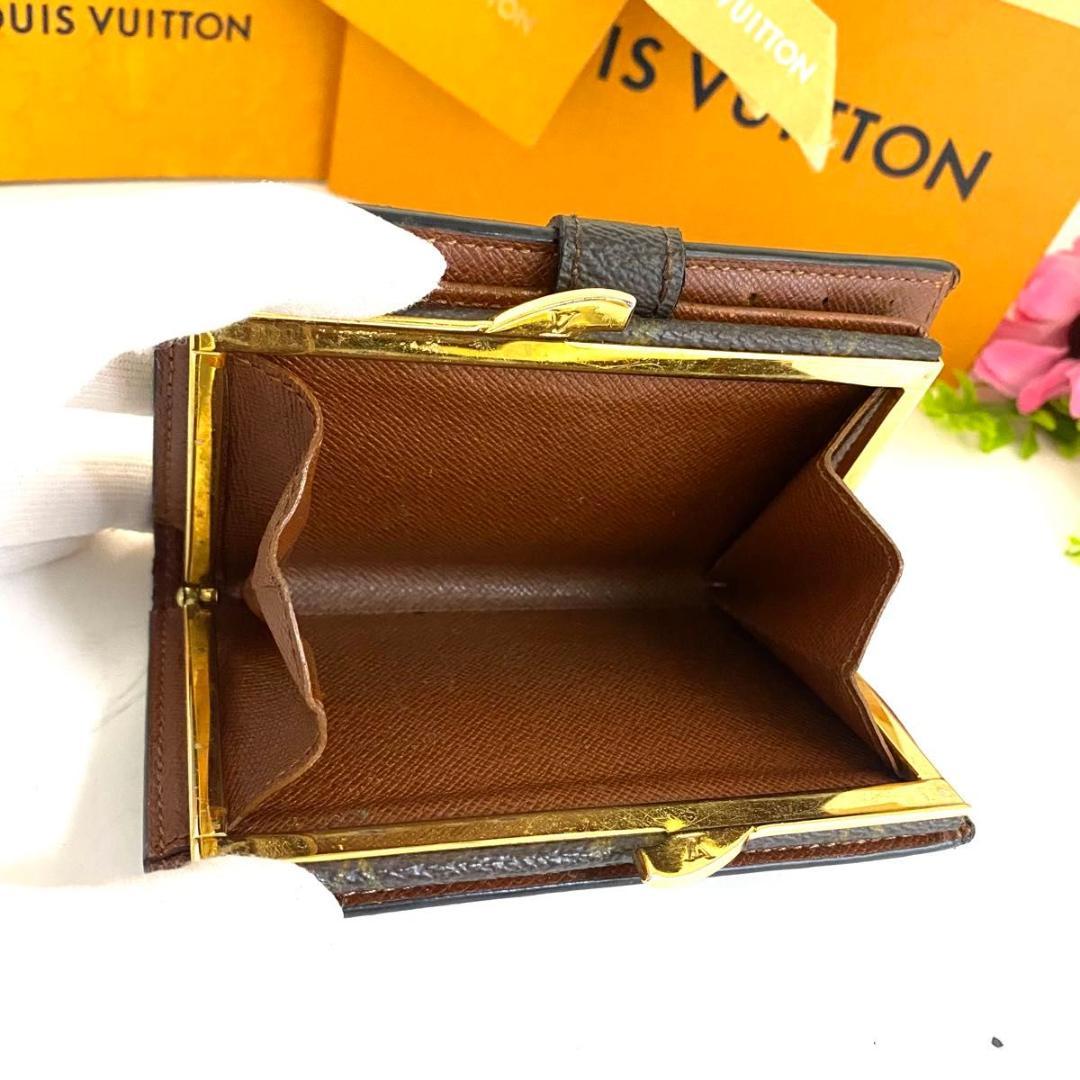 ルイ ヴィトン◎ヴィエノワ モノグラム がま口 二つ折り財布 茶色 ブラウン
