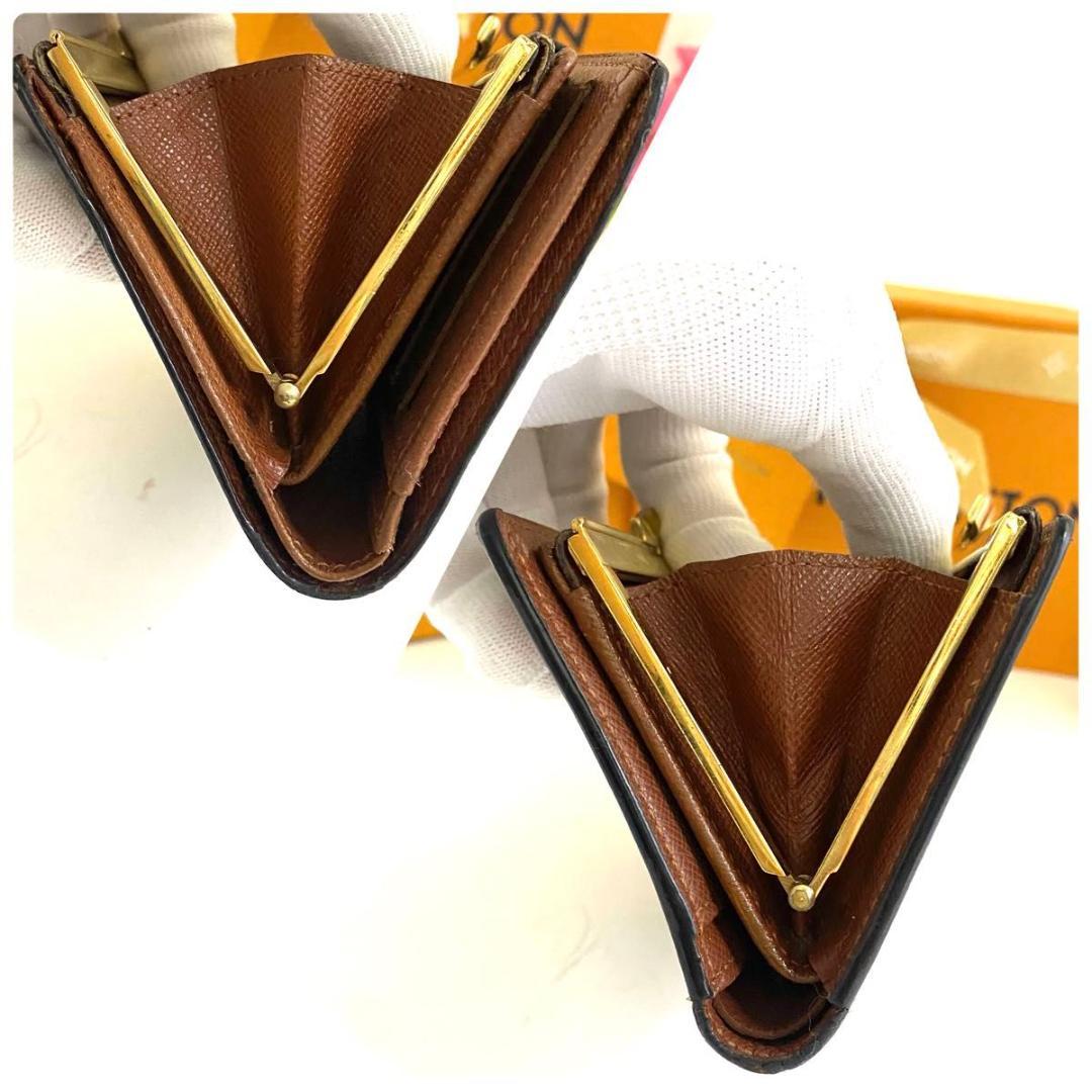 ルイ ヴィトン◎ヴィエノワ モノグラム がま口 二つ折り財布 茶色 ブラウン