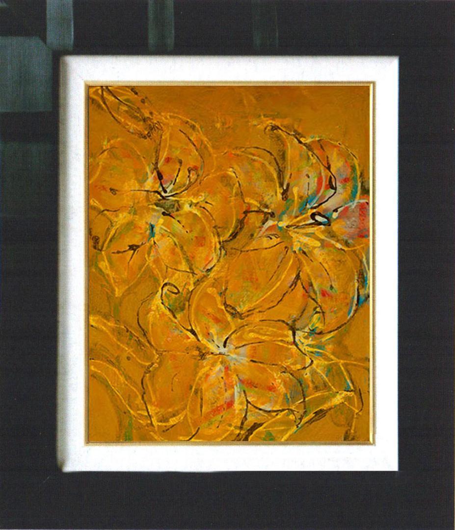 油絵 菅家令子 絵 絵画 インテリア 額付(黒) F4-090316 花 ゆり