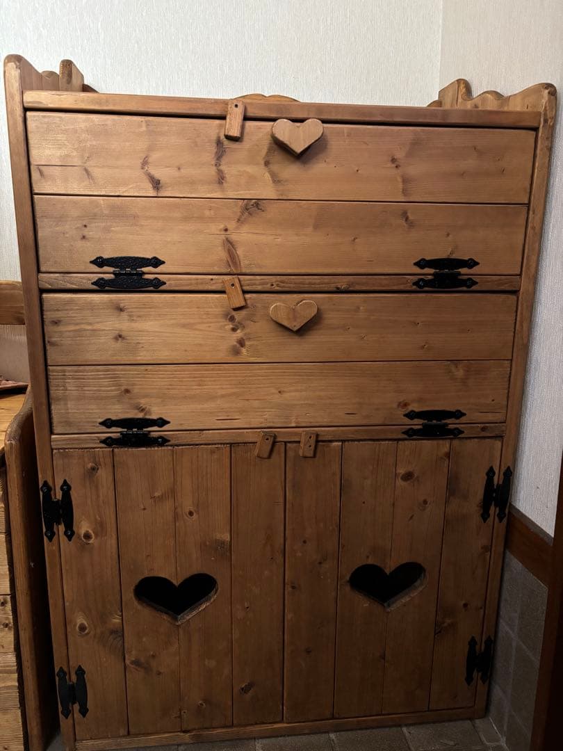 大幅値下げ‼️【美品】木製ハート型収納家具 カントリー調 シューズボックス