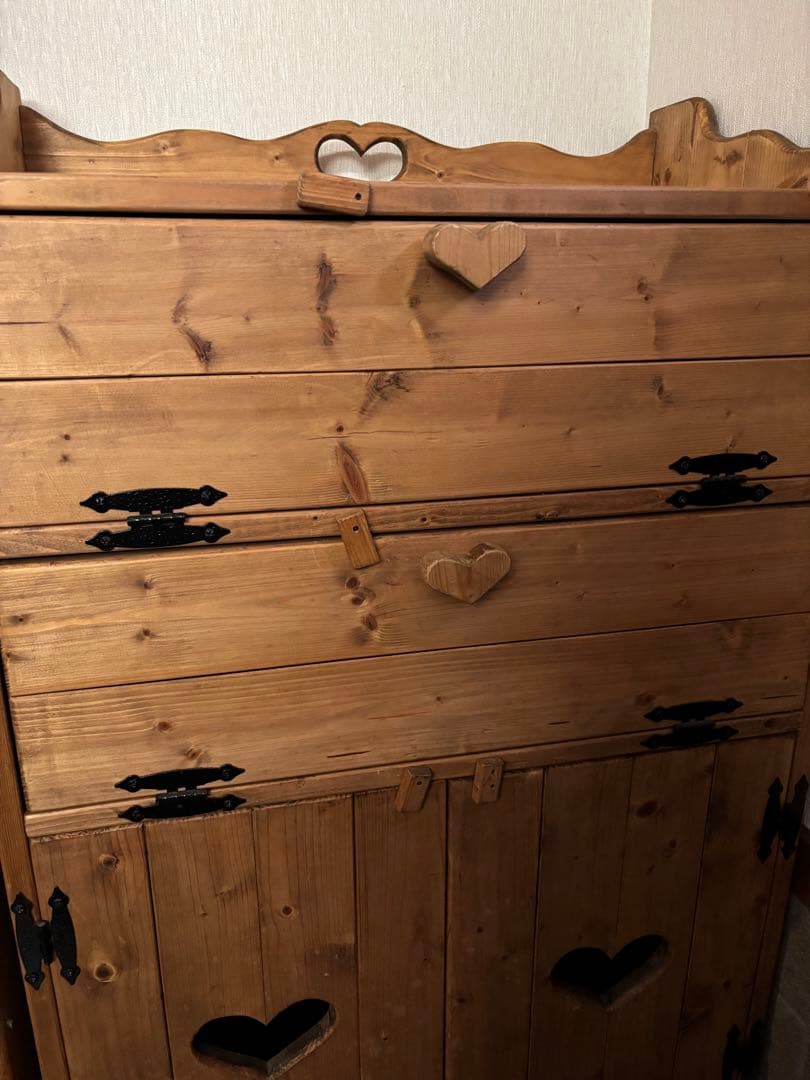 大幅値下げ‼️【美品】木製ハート型収納家具 カントリー調 シューズボックス