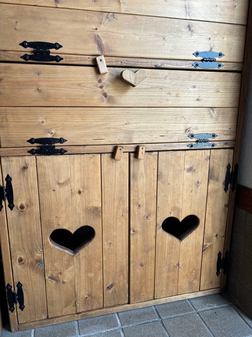 大幅値下げ‼️【美品】木製ハート型収納家具 カントリー調 シューズボックス