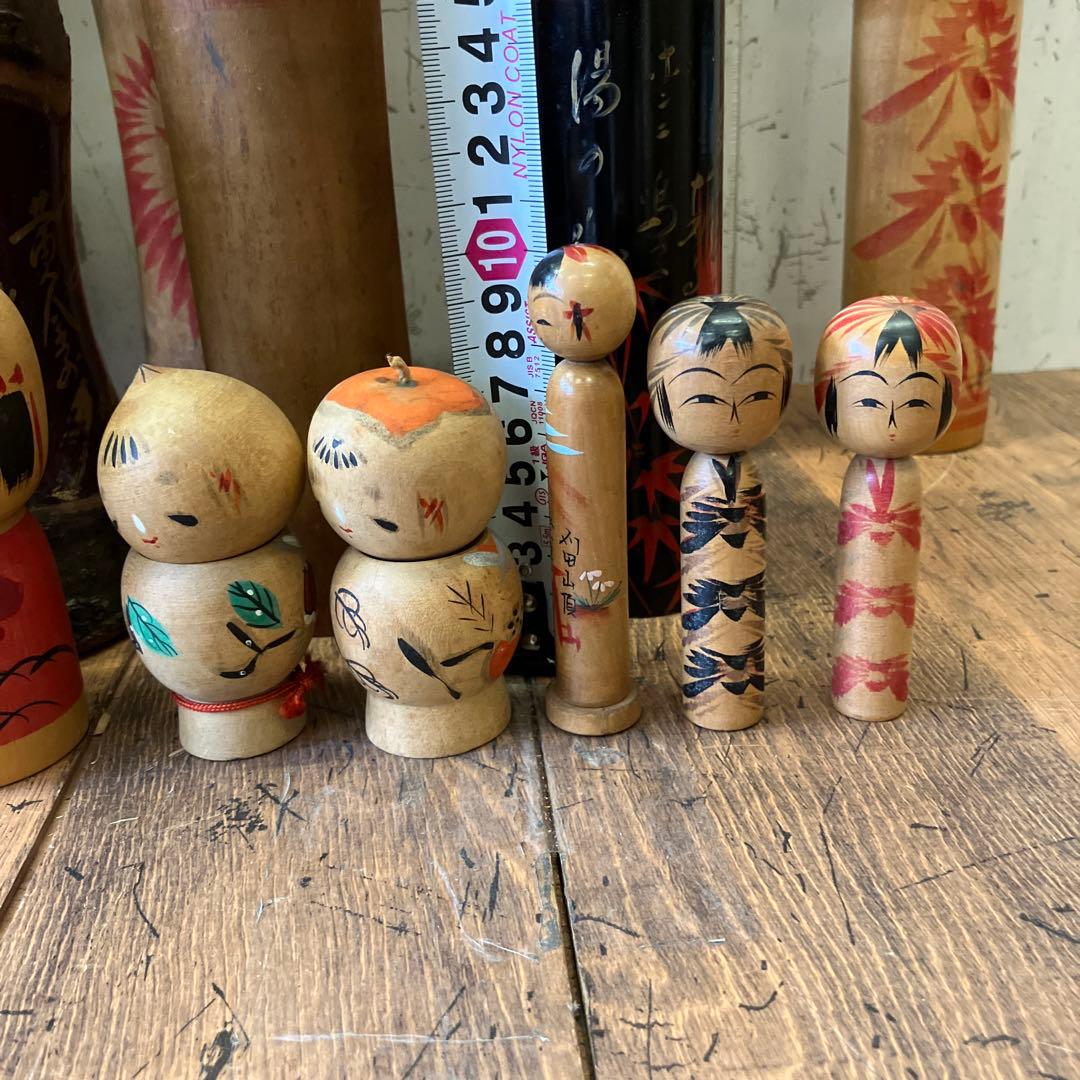 昭和レトロ 木製 こけし 小芥子 置物 飾り 工芸品 民芸品 コレクション 多数