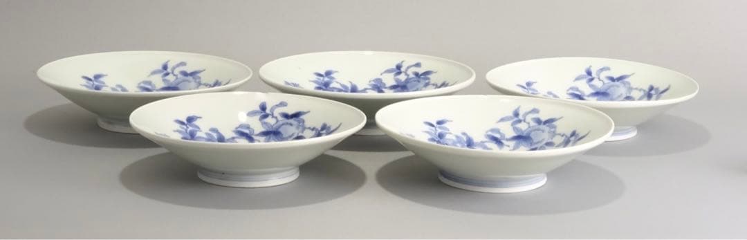 名工　十一代　今泉今右衛門　秀逸作　染付　柘榴文　鉢　5客　銘々皿　取皿　向付