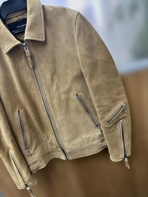 NANOUNIVERSE ナノユニバース ベージュ シングルライダースジャケット