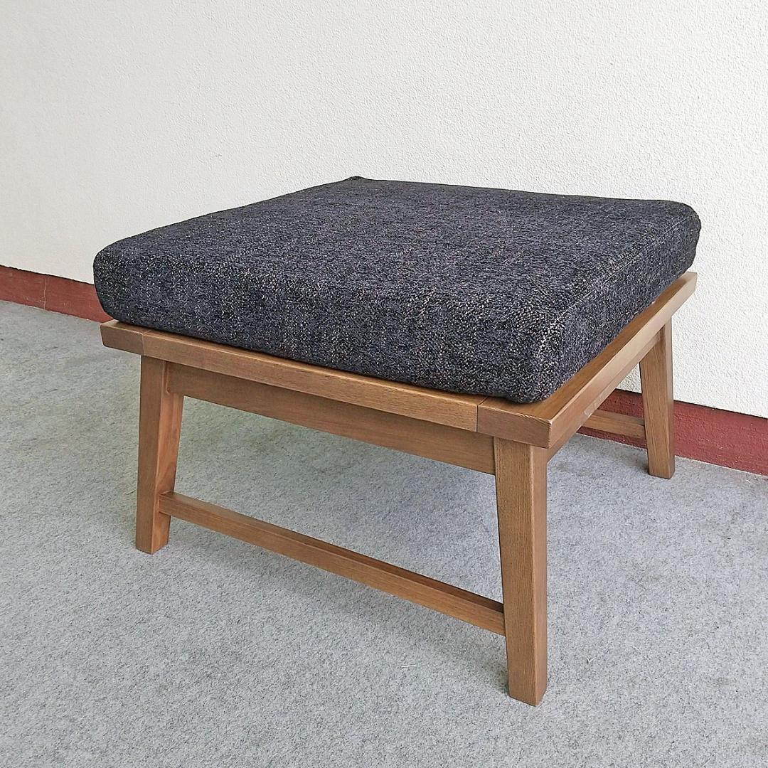 スツール ゆったり幅広座面 洗える布カバー2枚付（ブラウン・ブルー）オットマン