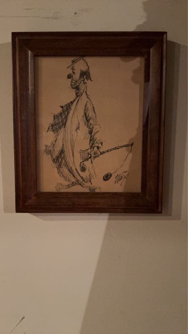 鉛筆画 人物画 木製フレーム付き