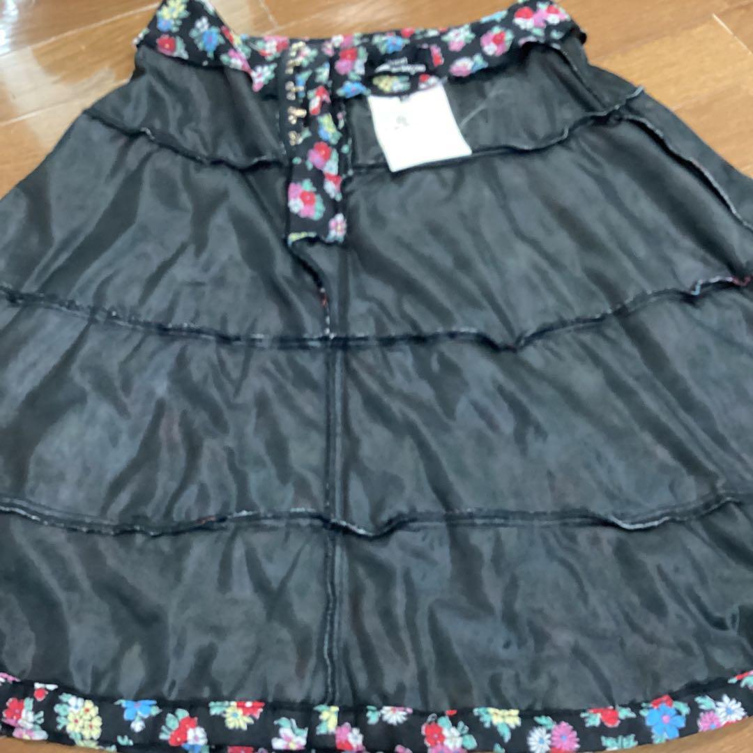 tricot フレアスカート 花柄 黒