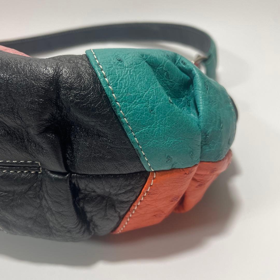 オーストリッチ 本革 ハンドバッグ ショルダーバッグ 肩掛け