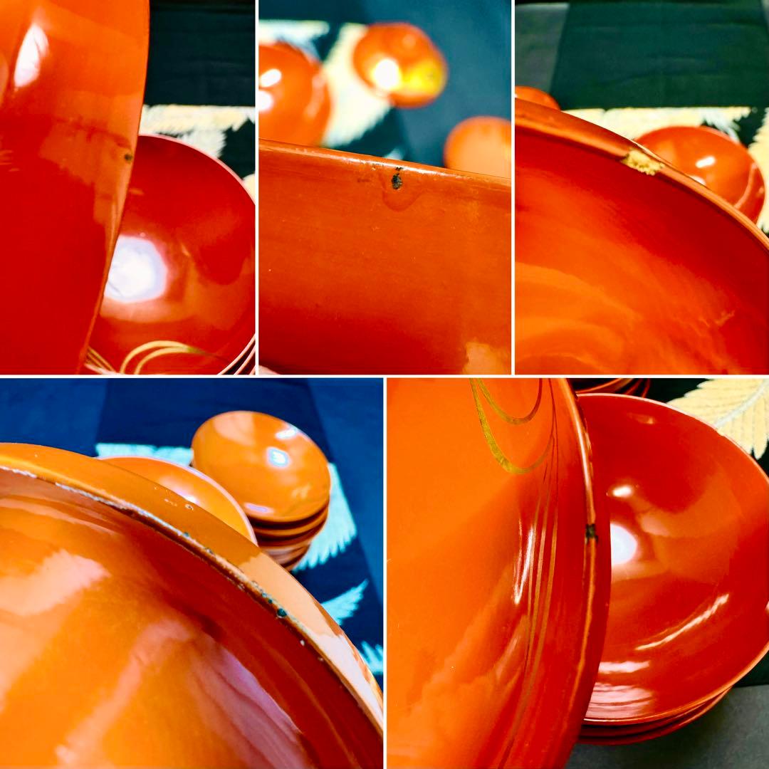 漆器　輪島塗　沈金　金蒔絵　木製　蓋付椀　お煮物椀　吸物椀　9客