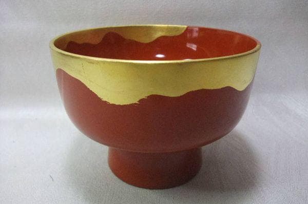 輪島塗 金箔 朱盛器 菓子器 天然木 本漆器 茶道具